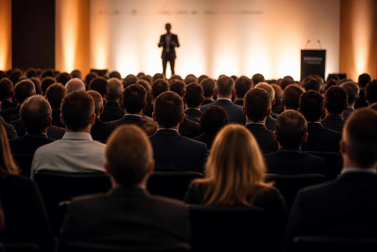 Zaal met deelnemers tijdens een AI-inspiratiesessie — definitieve fotografie volgt